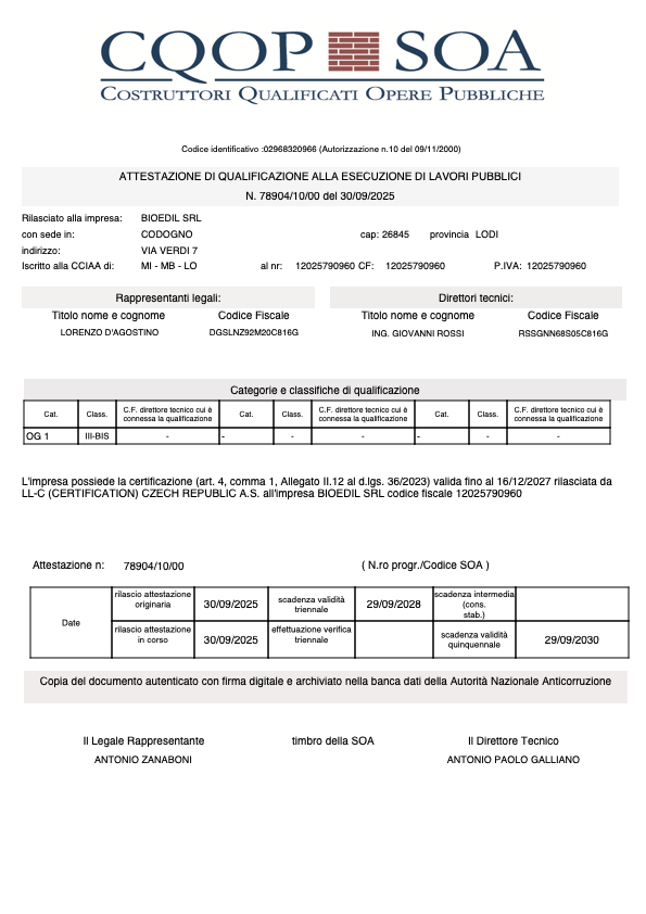 Bioedil SRL | CQOP SOA