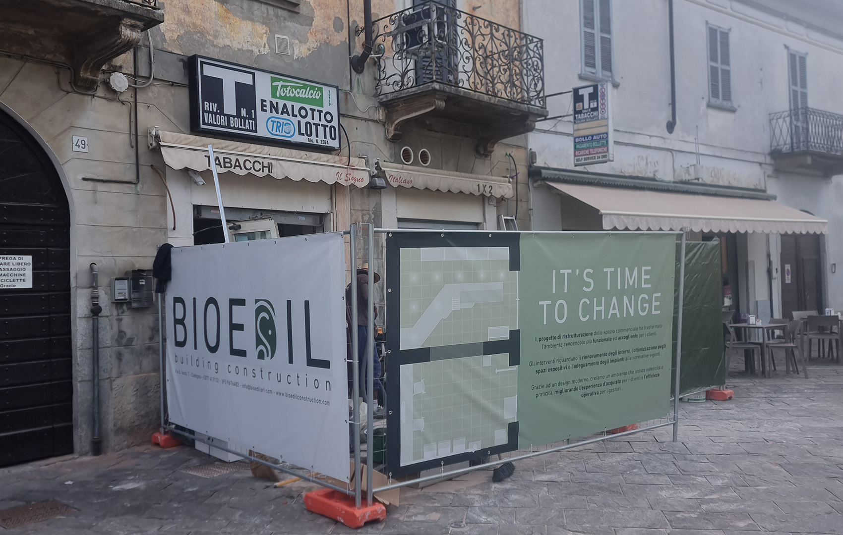 BioEdil SRL | Dettaglio riqualificazione esterno Tabaccheria Piazza Cairoli